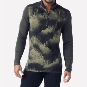 SMARTWOOL Classic Thermal Merino Base Layer 1/4 Zip North Woods Foggy Pine